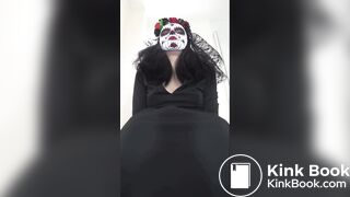 Girl taking a dump in the toilet