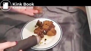 German scat lady playing in the kitchen..