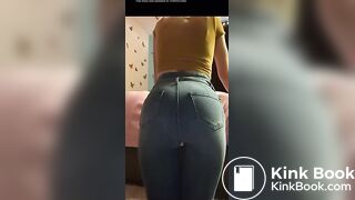 thick girl shitting in jeans