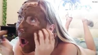 Cute girl switches mask to shitmask