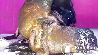 Sexy bitch shitting out of both holes