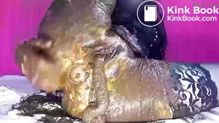 Sexy bitch shitting out of both holes