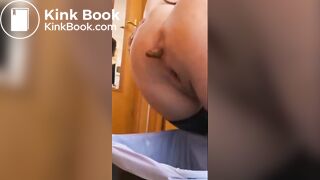 Sexy girl poop in a bin