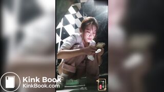 Voyeur beautiful girl pooping