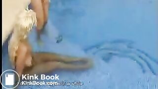 Ana D. and friend shit big turds into pool