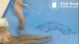 Ana D. and friend shit big turds into pool