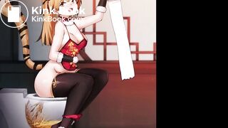 (AUDIO) Tiger Girl having fun on the toilet