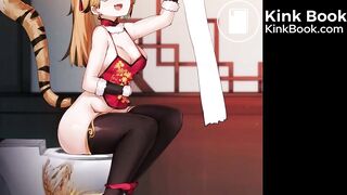(AUDIO) Tiger Girl having fun on the toilet