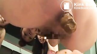 Thai bitch Pooping huge turd in slaves opened mouth