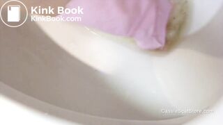 Digging through clogged toilet