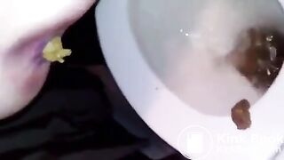Girl takes a shit in the toilet