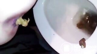 Girl takes a shit in the toilet