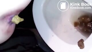Girl takes a shit in the toilet