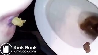 Girl takes a shit in the toilet