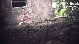 Girl poops outside!