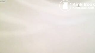 girl pooping on toilet rear view