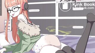 Sweet anime girl messes her diaper