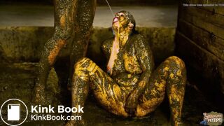 Betty and Scati Own dirty nylon fun in cowshit