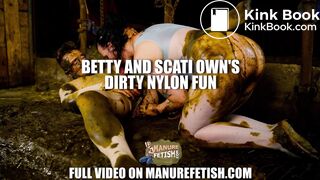 Betty and Scati Own dirty nylon fun in cowshit