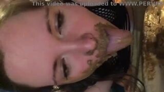 Filthy bbw eats shit while getting fucked