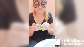 She eats her shit out of a public toilet