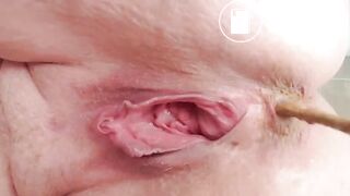 Close up chubby girl has a loose crackling poop