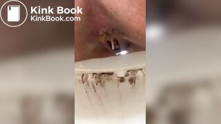 Chubby girl shitting on the toilet