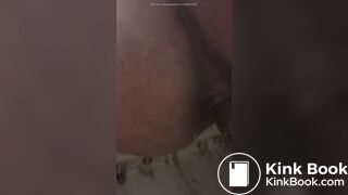 Chubby girl pooping out small turd