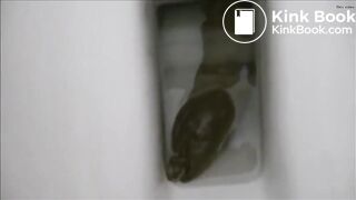 Girl shitting hard turd