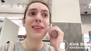 Girl has to poop a lot in public toilet