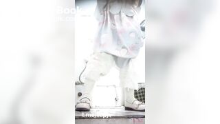 Cute chinese girl pooping
