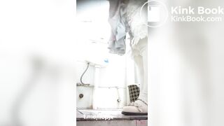 Cute chinese girl pooping