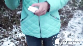 Amateur girl Alina poop and fart in the forest