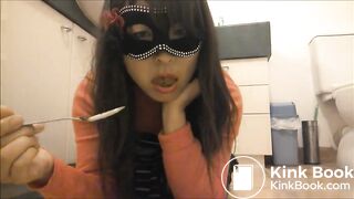 Asian bitch eats her own shit with a spoon