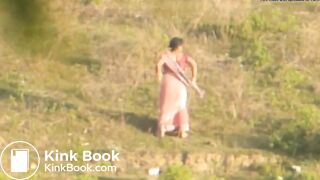 Saree Desi shitting in open field