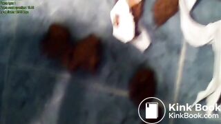 White cotton panty poop, mess on floor