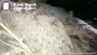 Woman pooping outdoor