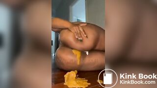 Hidden dildo in shitty ebony asshole