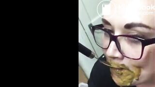 Nerd girl eating shit @@