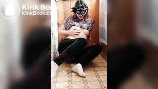 Girl playing whith dildo, poop and blowjob