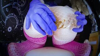 sweetbettypalour shits in fishnets+ dildo