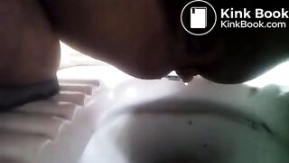 Aunty morning call shitting pooping toilet
