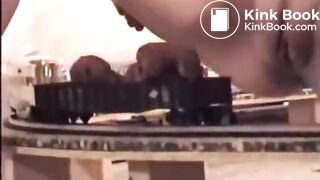 Shitting on a model train