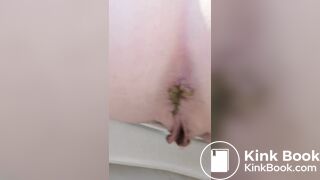 Hottie squeezes a big knobbly poo into the loo - video 3