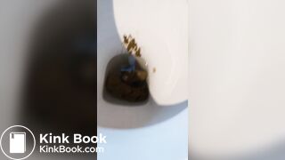 Hottie squeezes a big knobbly poo into the loo - video 3