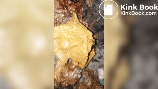 Ebony midnight poop at the bush