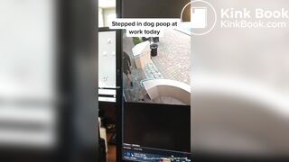 Blonde Woman poops on sidewalk