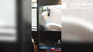 Blonde Woman poops on sidewalk