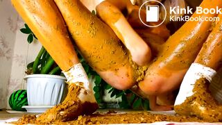 masturbating covered in shit