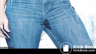 Jeans Pee, Then Anal Play with Poop